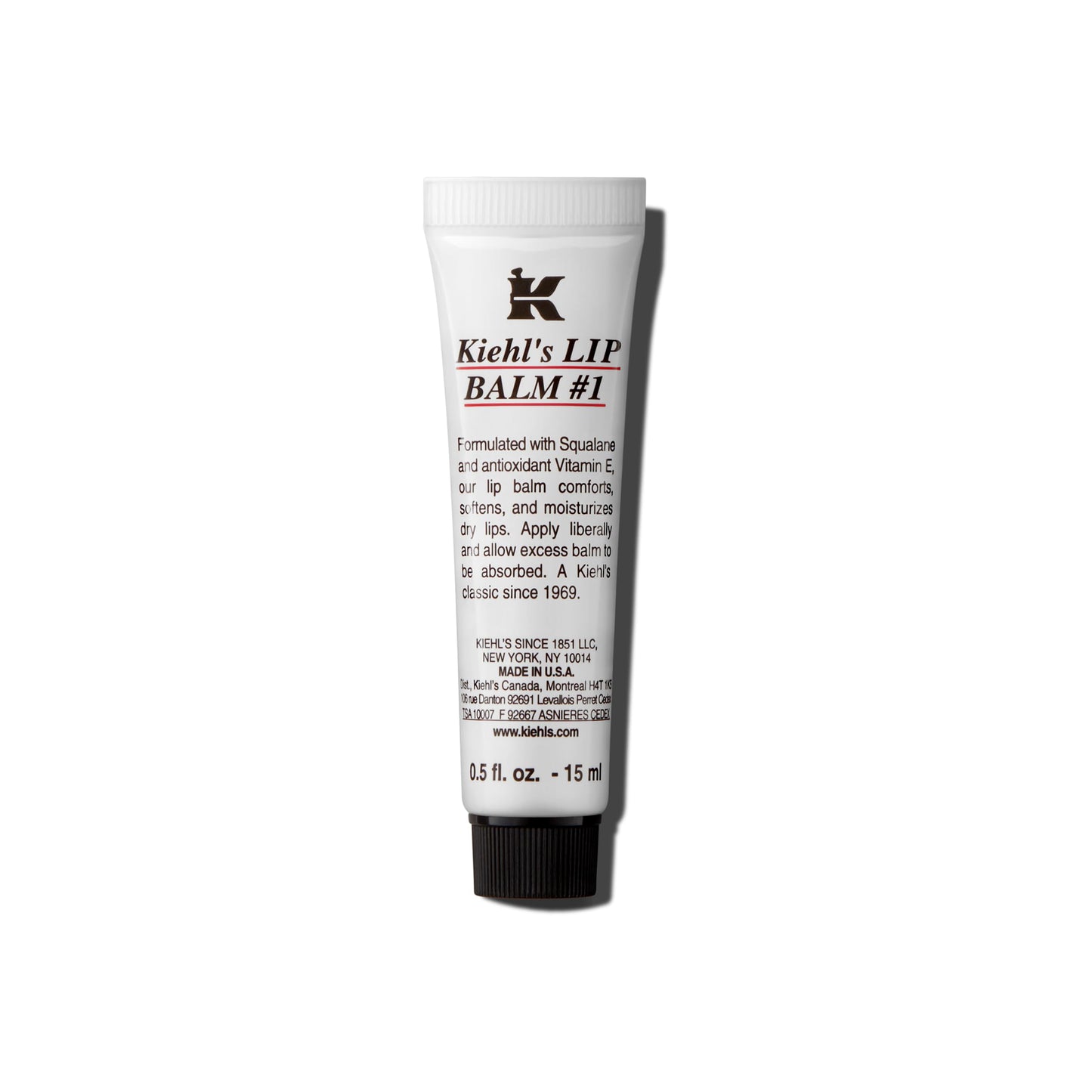 Kiehl's Lip Balm #1, Moisturizing Clear Lip Treatment for Dry Lips, Hydrating & Soothing, with Squalane, Aloe Vera & Vitamin E, Paraben-free, Fragrance-free, Unscented - 0.5 fl oz